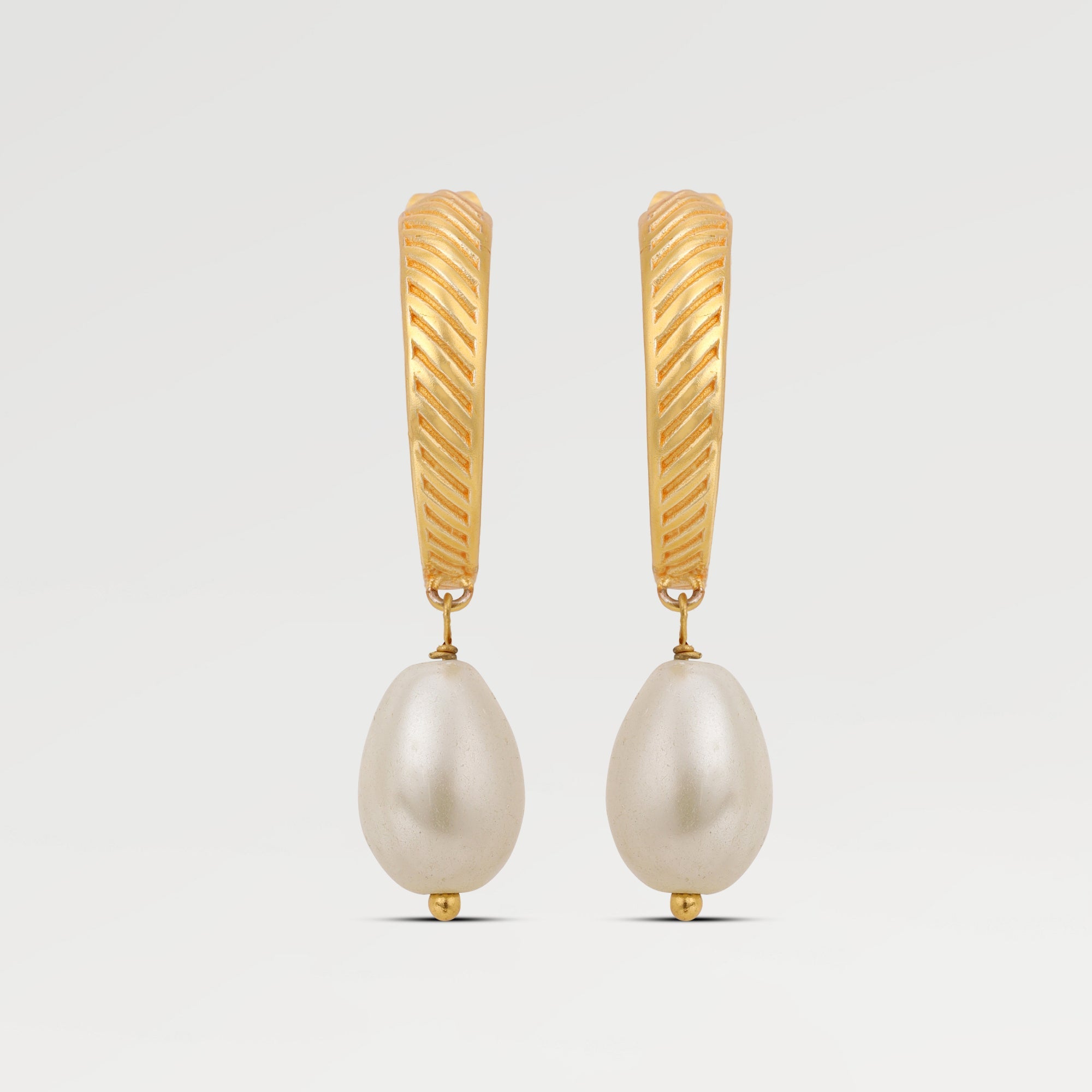Mia Pearl Embossed C-Hoop Earrings