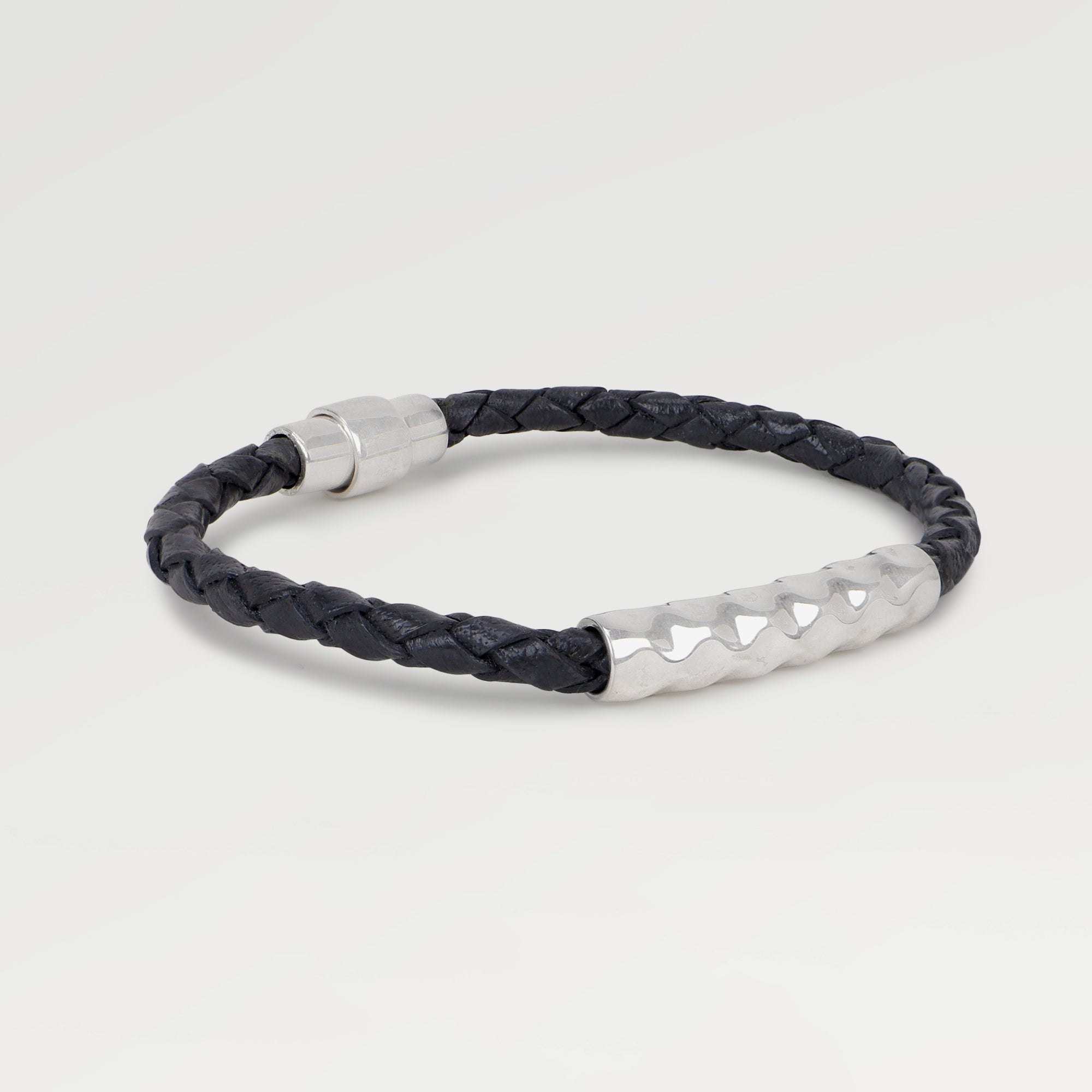 Anna Silver Plated Hammered Meganet Lock Bracelet