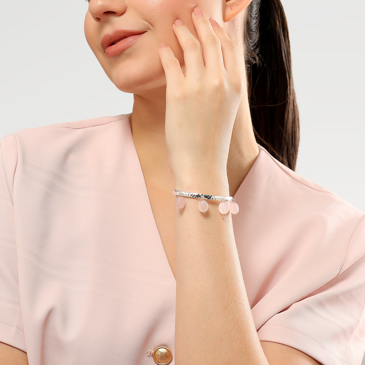 Emma Rose Quartz Drop Cuff