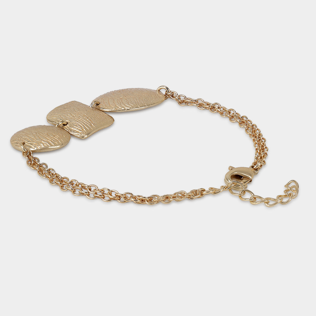 Yellow Gold Plated Plain Texture Double Chain Bracelets
