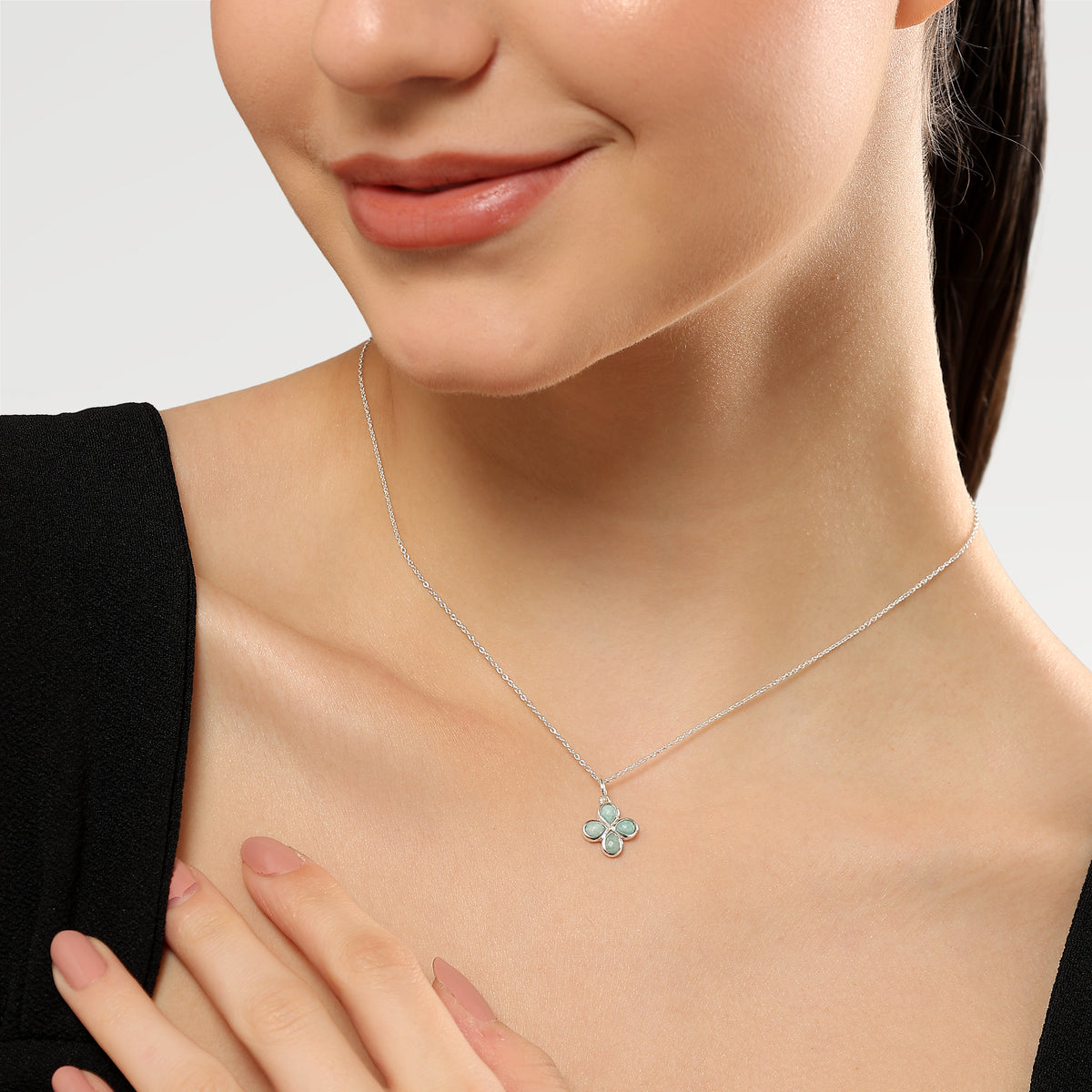Ruby Amazonite Flower Pendant