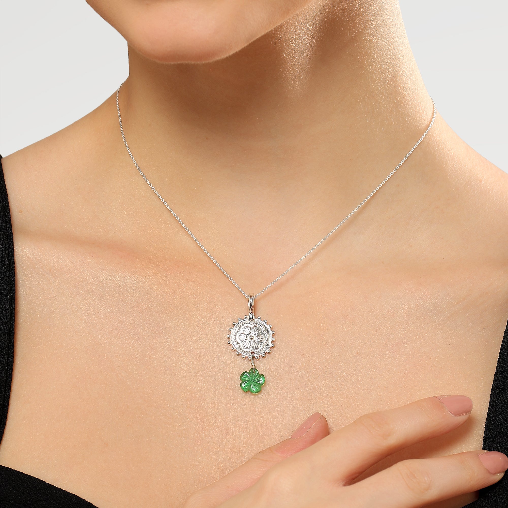 Grace Carved Flower Crystal Pendant