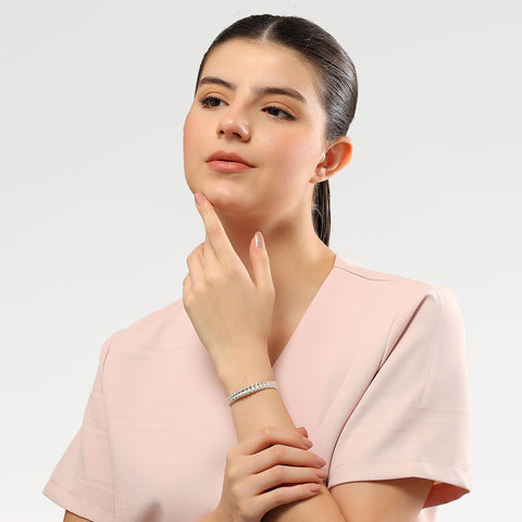 Ria Silver Embossed Cuff Bangle