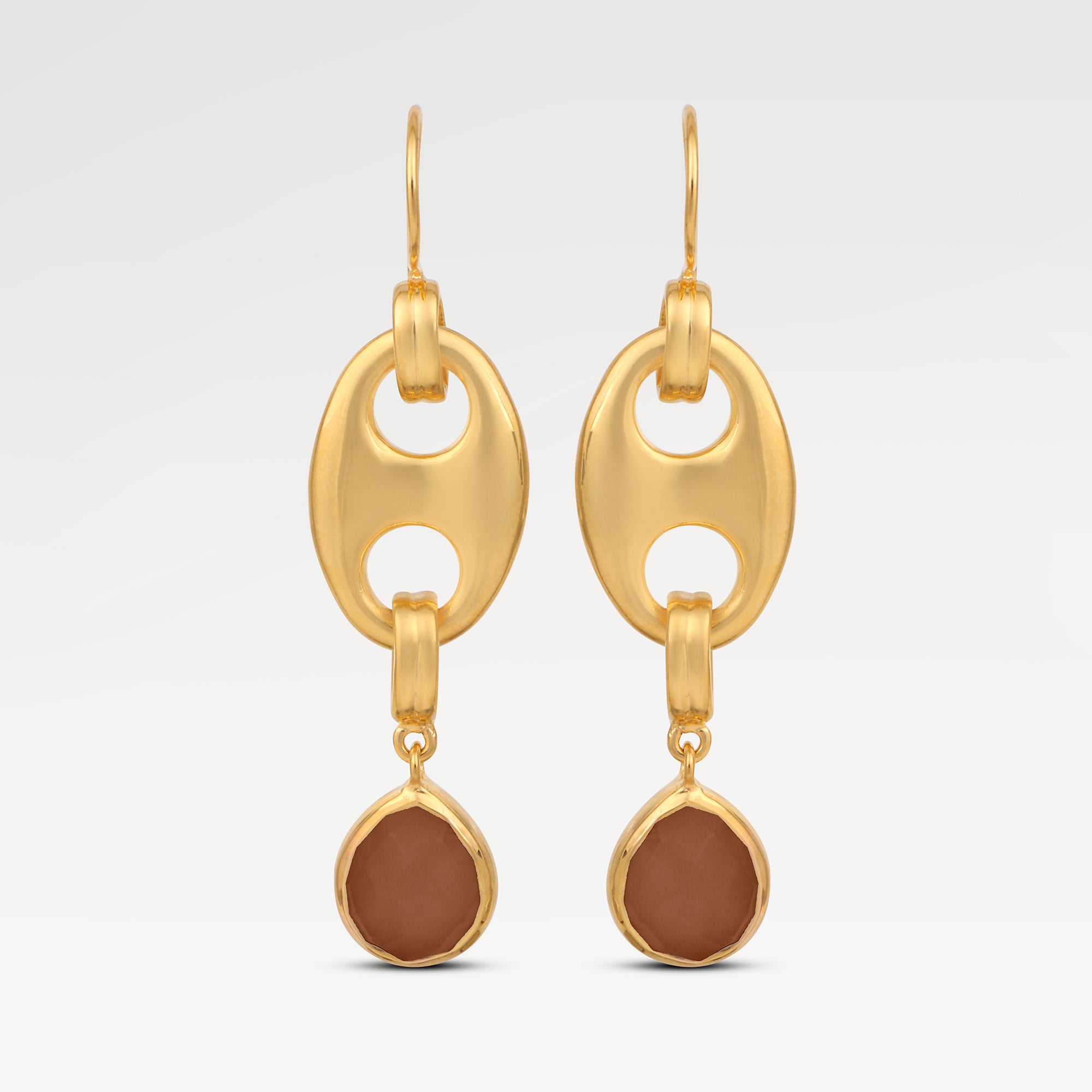 Boucles d'oreilles à tige en argent sterling 925 plaqué or 2 microns avec plaque en forme de D bleu laiteux aqua C Qtz