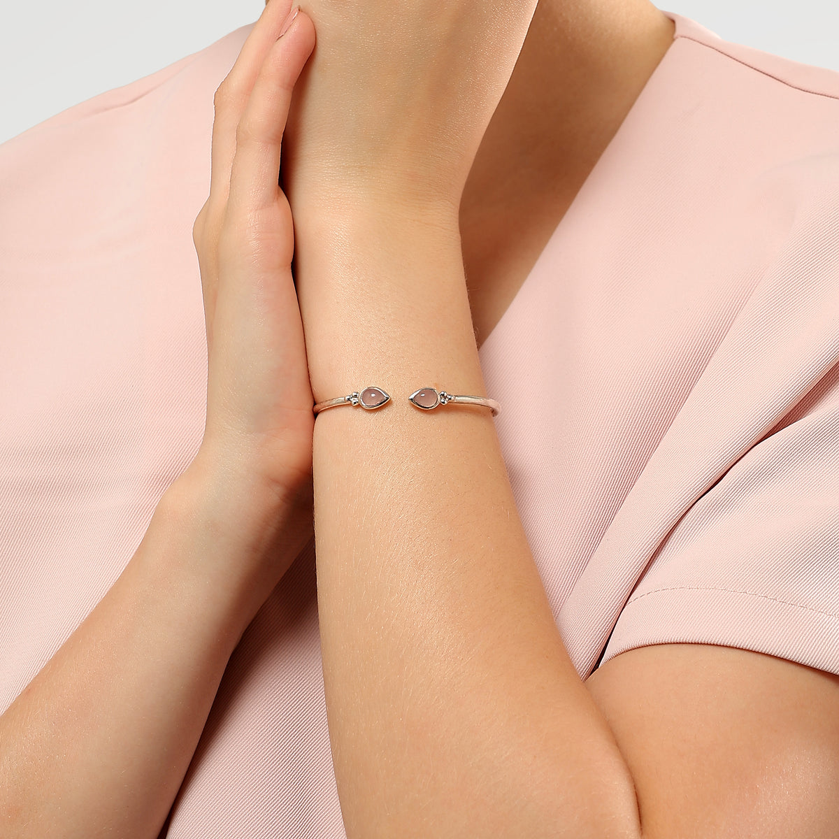 Lucy Rose Quartz Cab Cuff Bangle