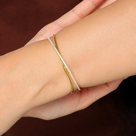 Hemi Silver Zirconia Bangle