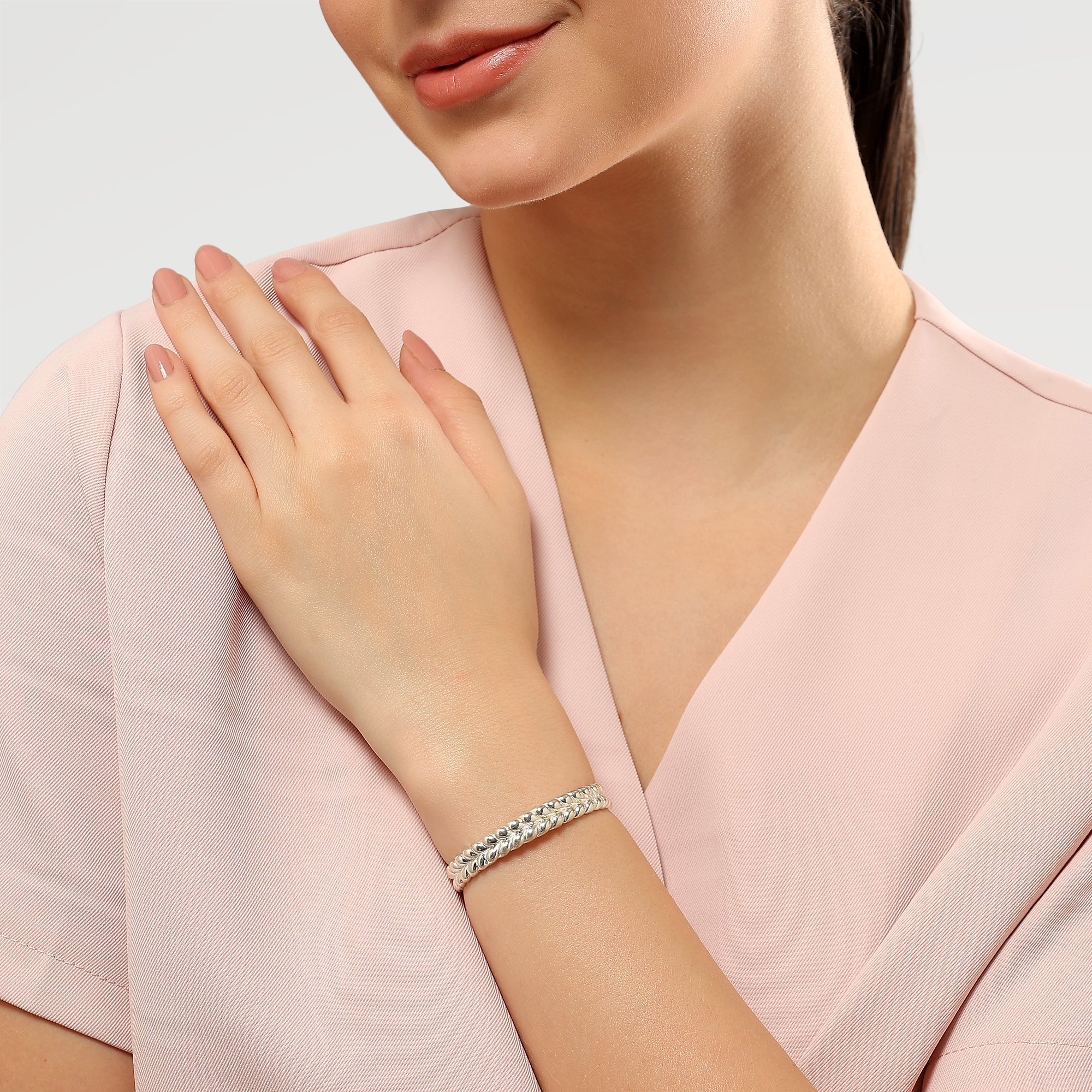 Ella Embossed Plain Cuff Bangle