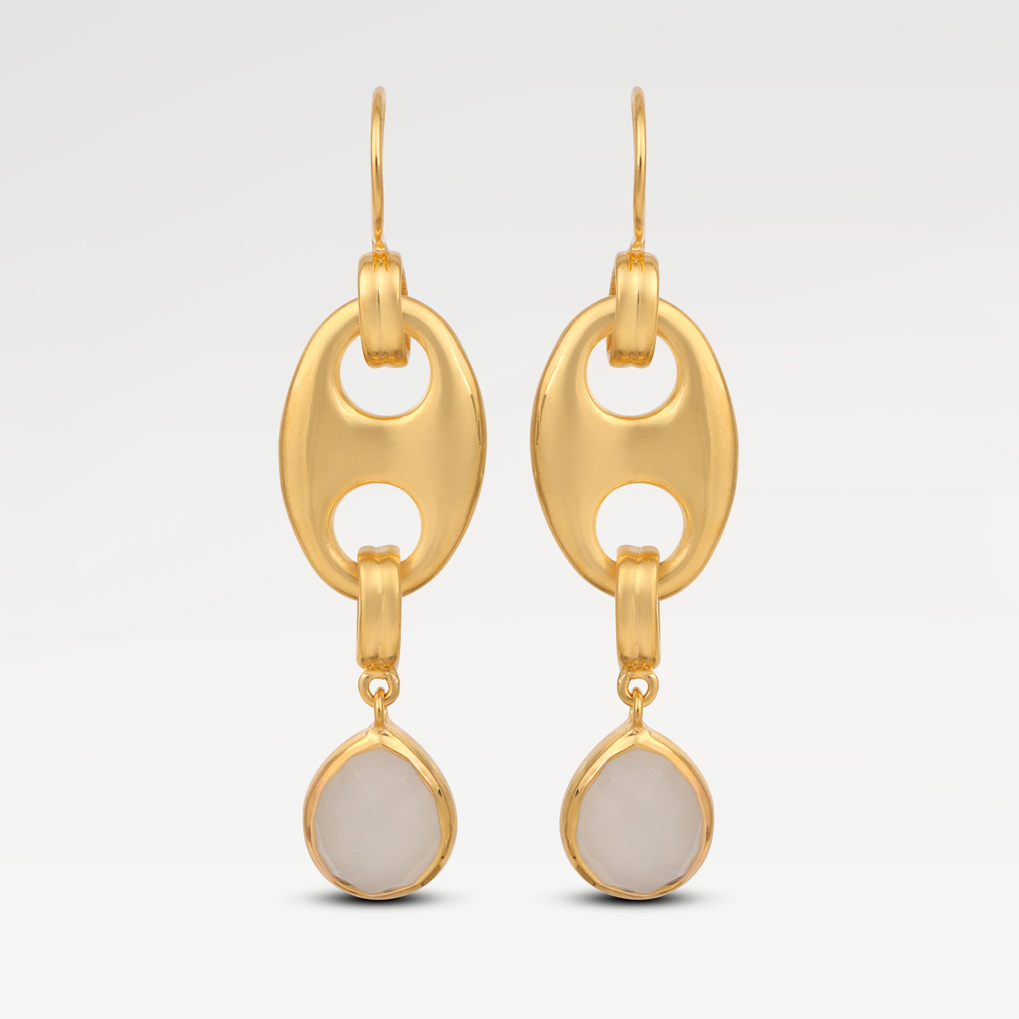 Anna Gold Plated White Moonstone Earrings