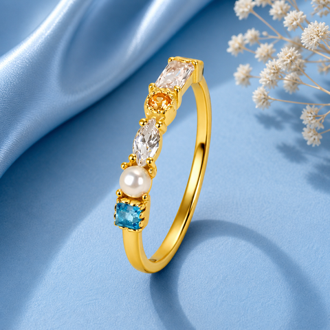 Ava Multi Gemstone Adjustable Ring