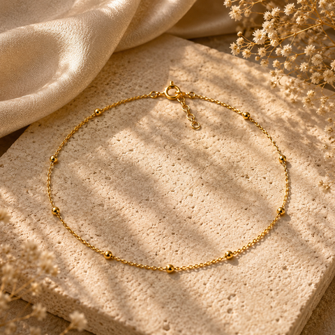 Qiva Silver Beads Anklet