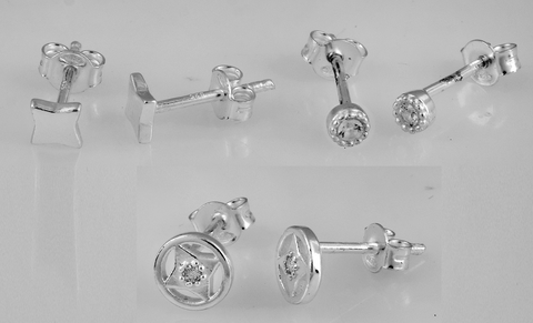 Fia Sterling Silver White Cubic Zirconia Earrings Set