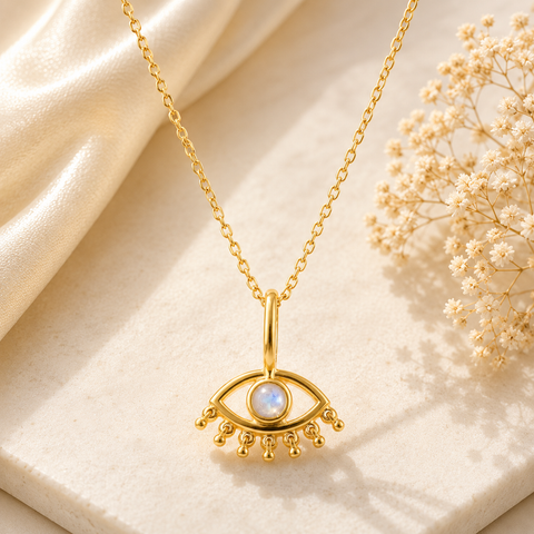 Mia Silver Moonstone Eye Pendant