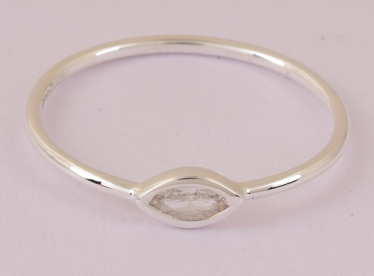 Lily Sterling Silver White Cubic Zirconia Elegant Ring