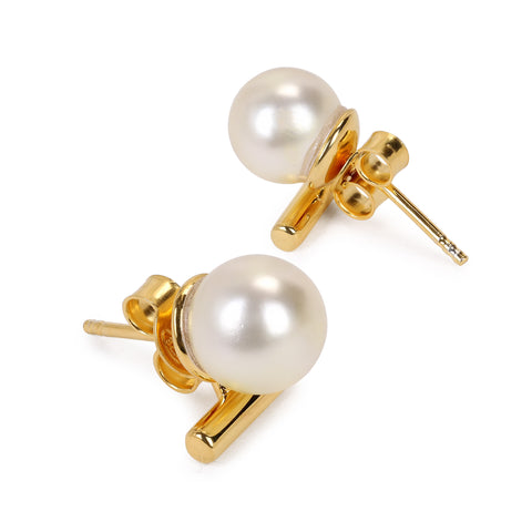 Bela Silver Round Pearl Earrings