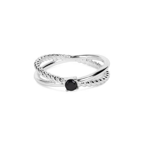 Mia Sterling Silver Black Spinel Ring