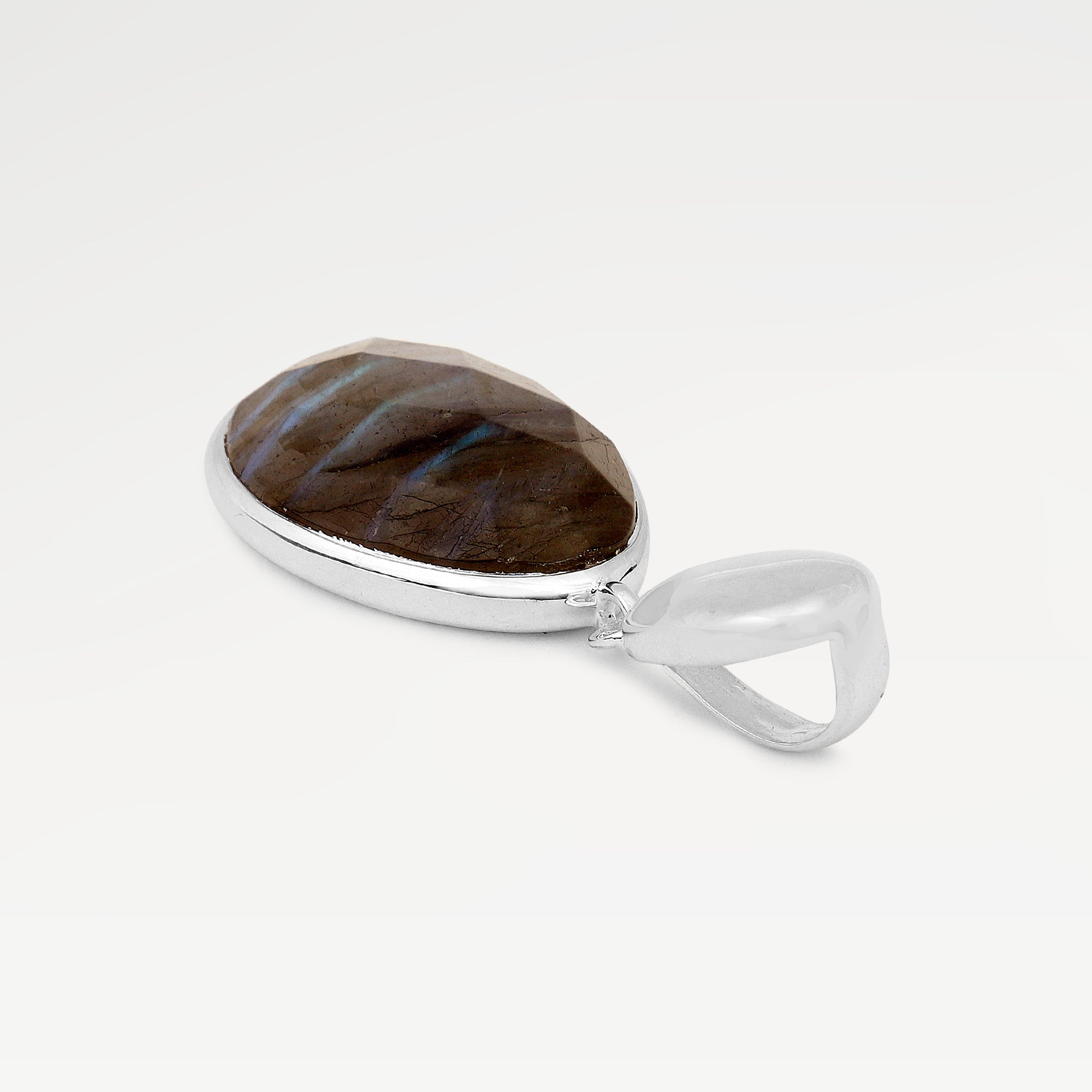 Nora Silver Plated Irregular Labradorite Pendant