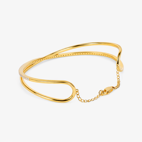 Hemi Silver Zirconia Bangle