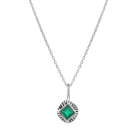 Anna Sterling Silver Emerald Pendant