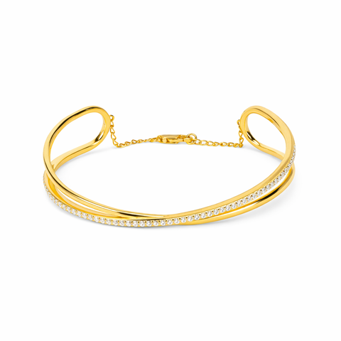 Hemi Silver Zirconia Bangle
