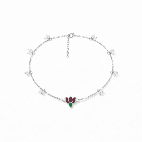 Alyn Silver Lotus Anklet