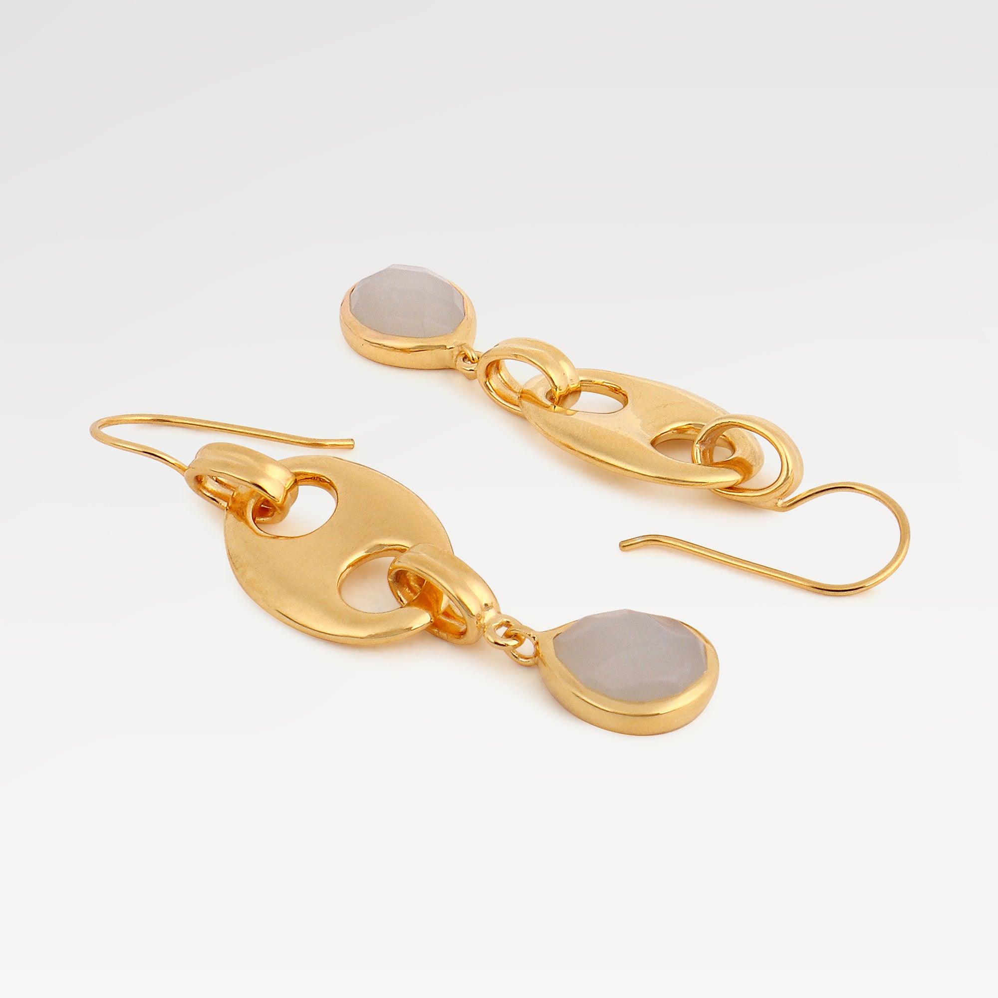 Anna Gold Plated White Moonstone Earrings