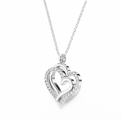 Aoni Silver Heart Zirconia Necklace
