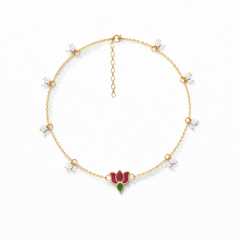 Alyn Silver Lotus Anklet