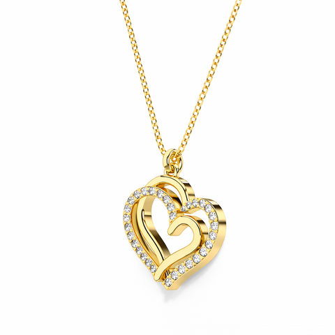 Aoni Silver Heart Zirconia Necklace