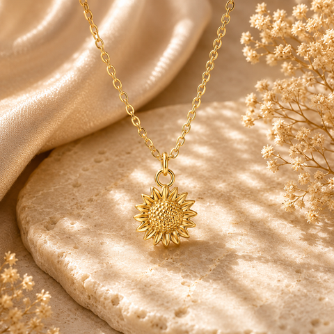 Ava Silver Sun Flower Necklace