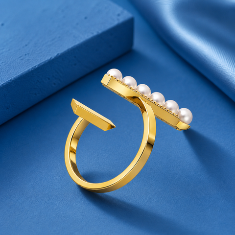Cora Silver Adjustable Pearl Ring