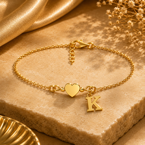 Aven Silver Custom Letter Heart Bracelet