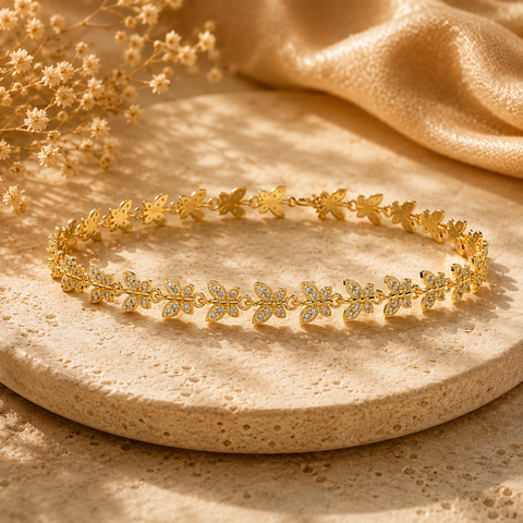 Quni Silver Butterfly Zirconia Anklet