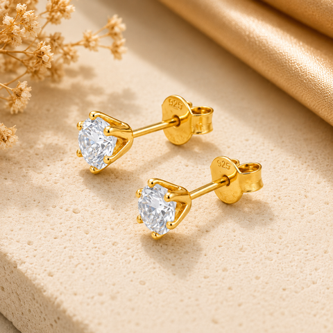 Hemi Silver Diamond Earrings