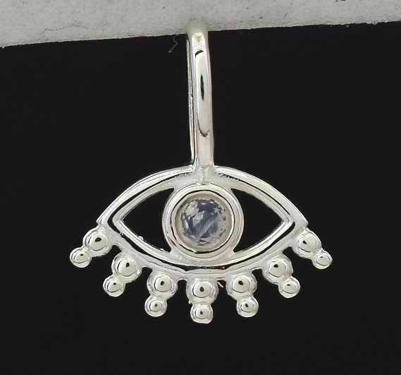 Mia Sterling Silver Rainbow Moonstone Evil Eye Pendant