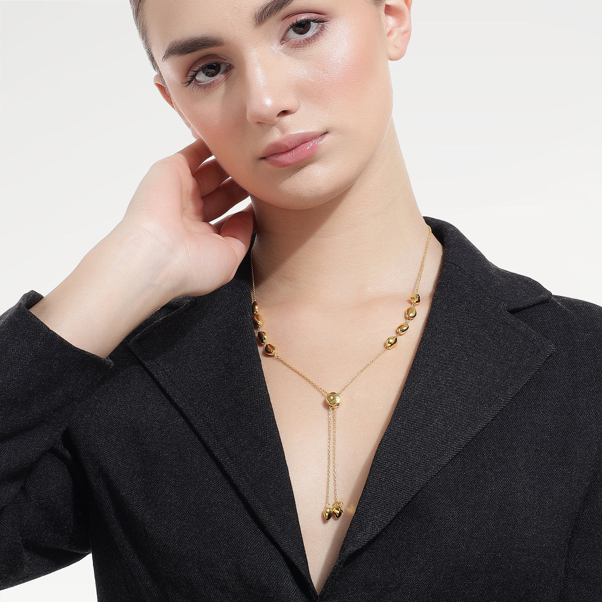 Collier en argent sterling 925 plaqué or jaune avec quartz citron octogonal