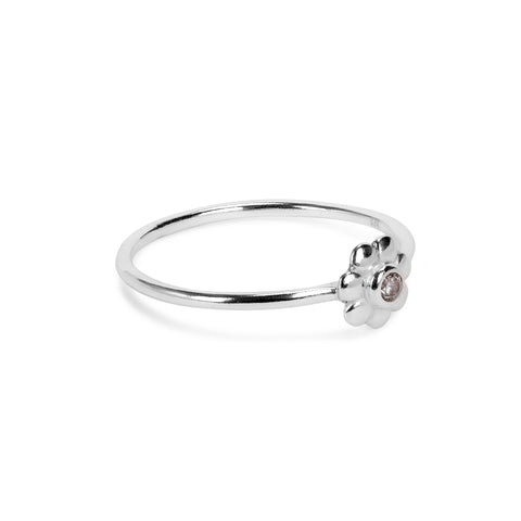 Rae Sterling Silver White Cubic Zirconia Floral Ring