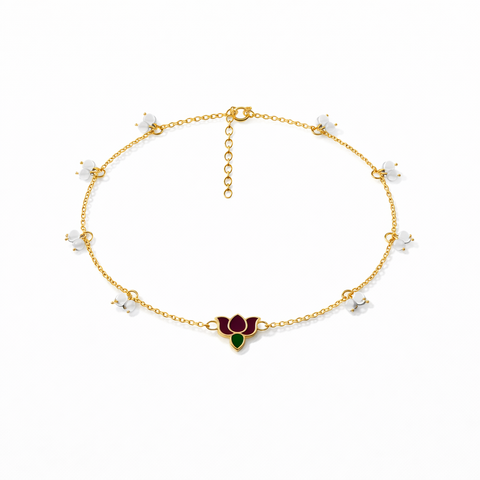 Alyn Silver Lotus Anklet