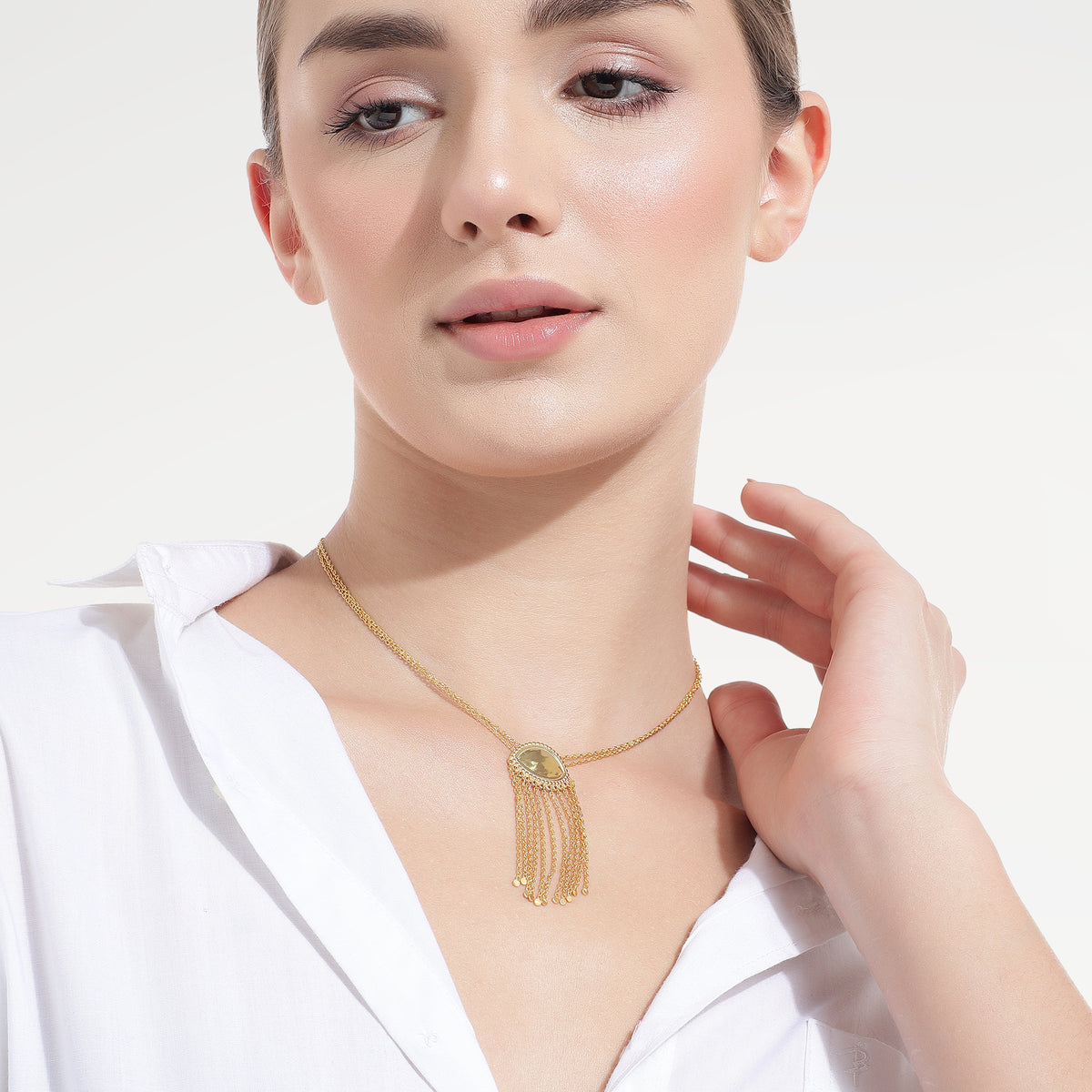 Lily Yellow Gold Plated Modern Elegant Necklace