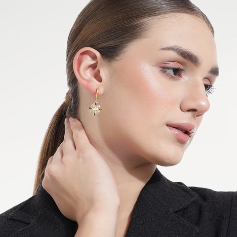 Asia Sterling Silver Hoop Cubic Zirconia Earrings