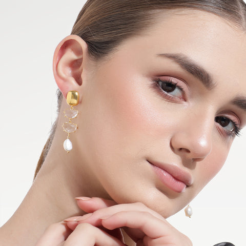 Sia Sterling Silver Crystal D Shape Earrings