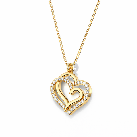 Aoni Silver Heart Zirconia Necklace
