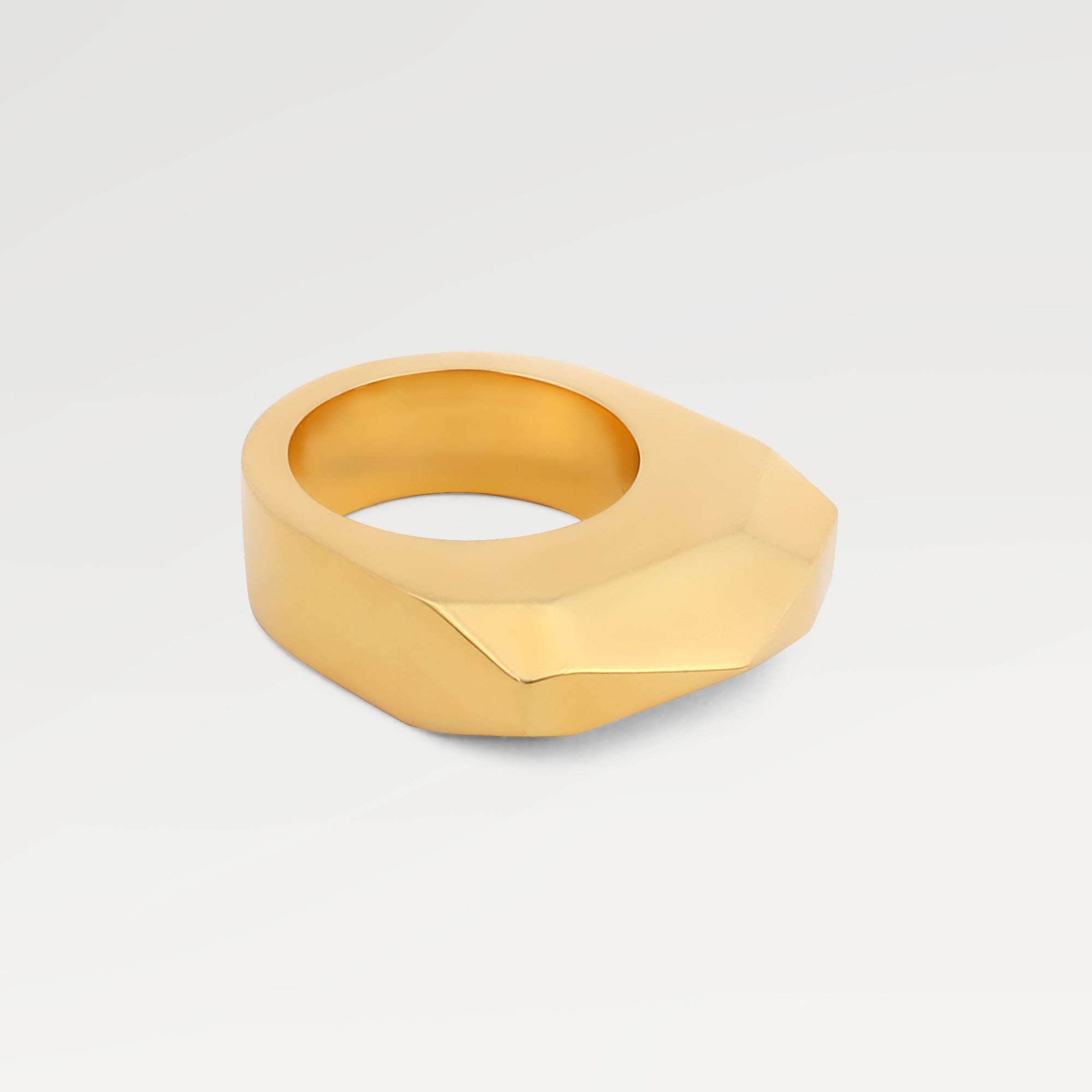 Zoe Gold Plated Plain Cut Tumble Ring