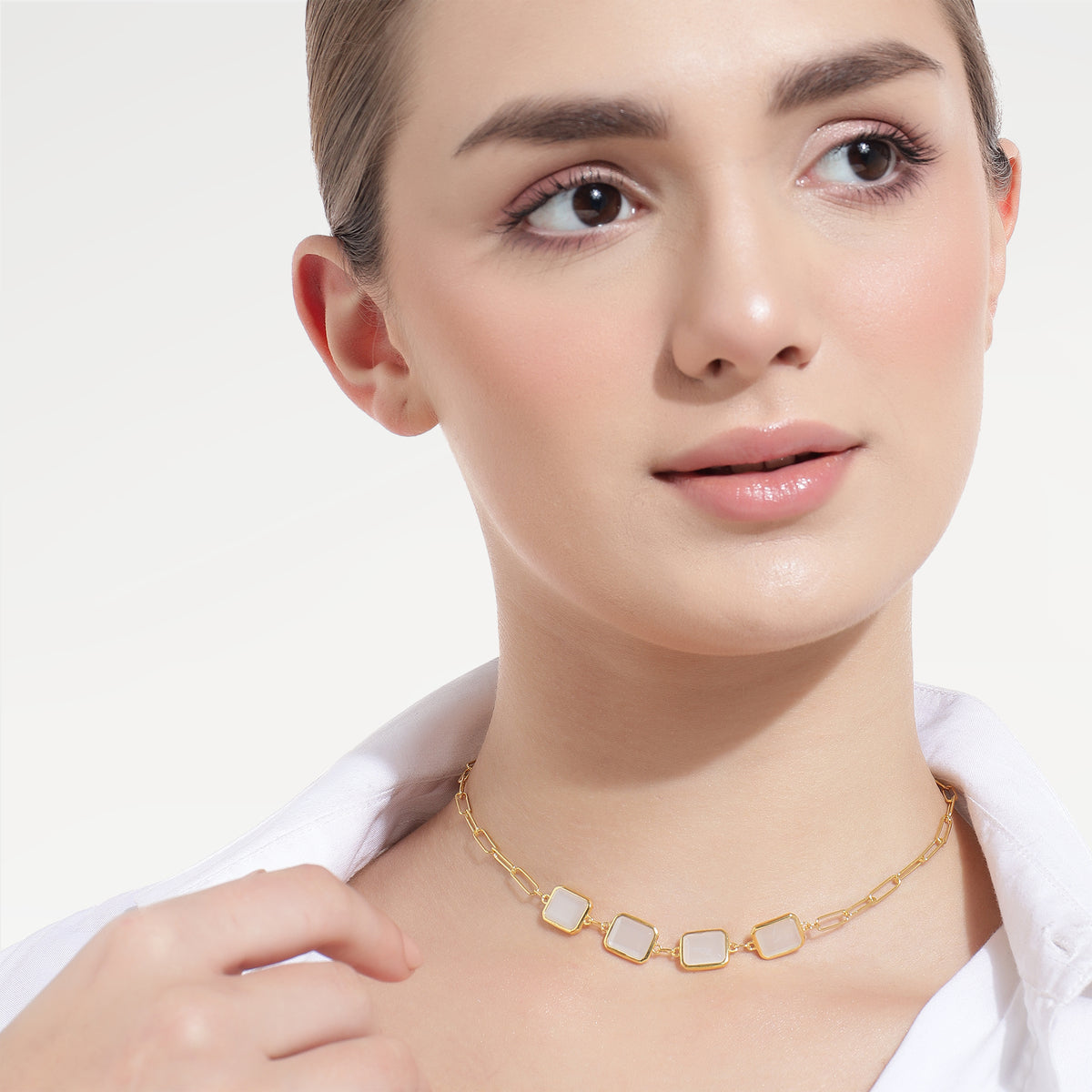 Kate Gold Plated Moonstone Octagon Necklace