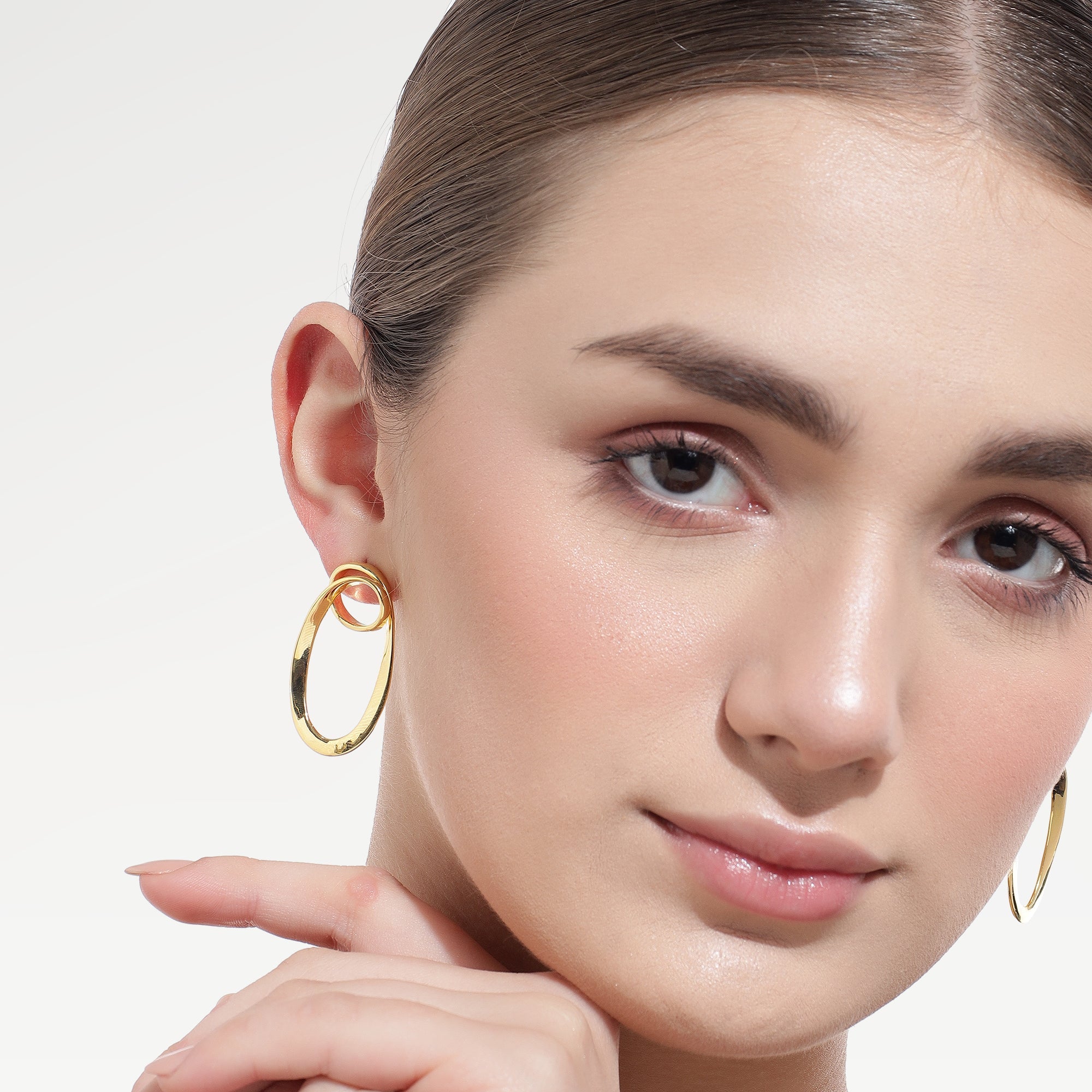Ivy Gold Plated Champagne Quartz Earrings Set