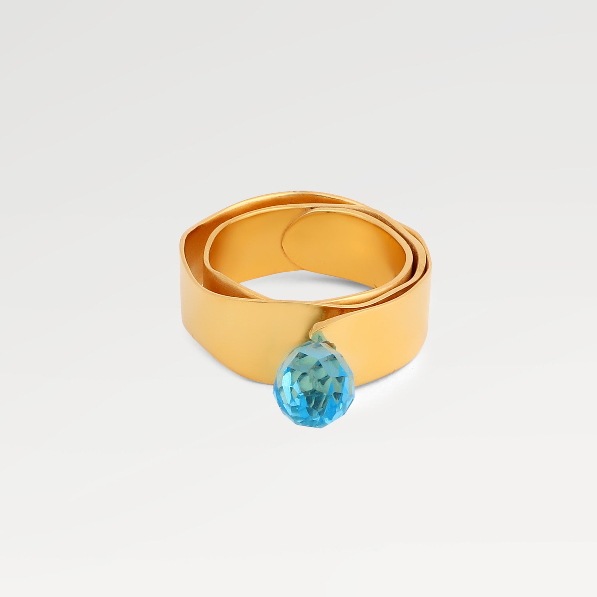 Zoe Gold Plated Blue Topaz Ring