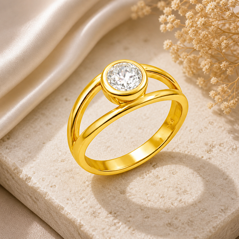 Rose Silver Diamond Adjustable Ring