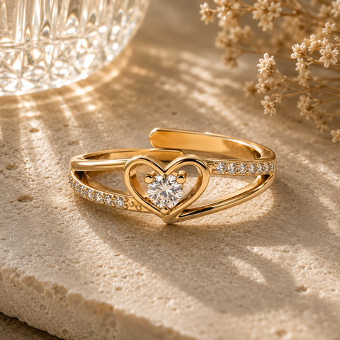 Drea Silver Heart Zirconia Adjustable Ring
