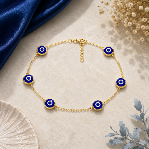 Taro Silver Evil Eye Anklets