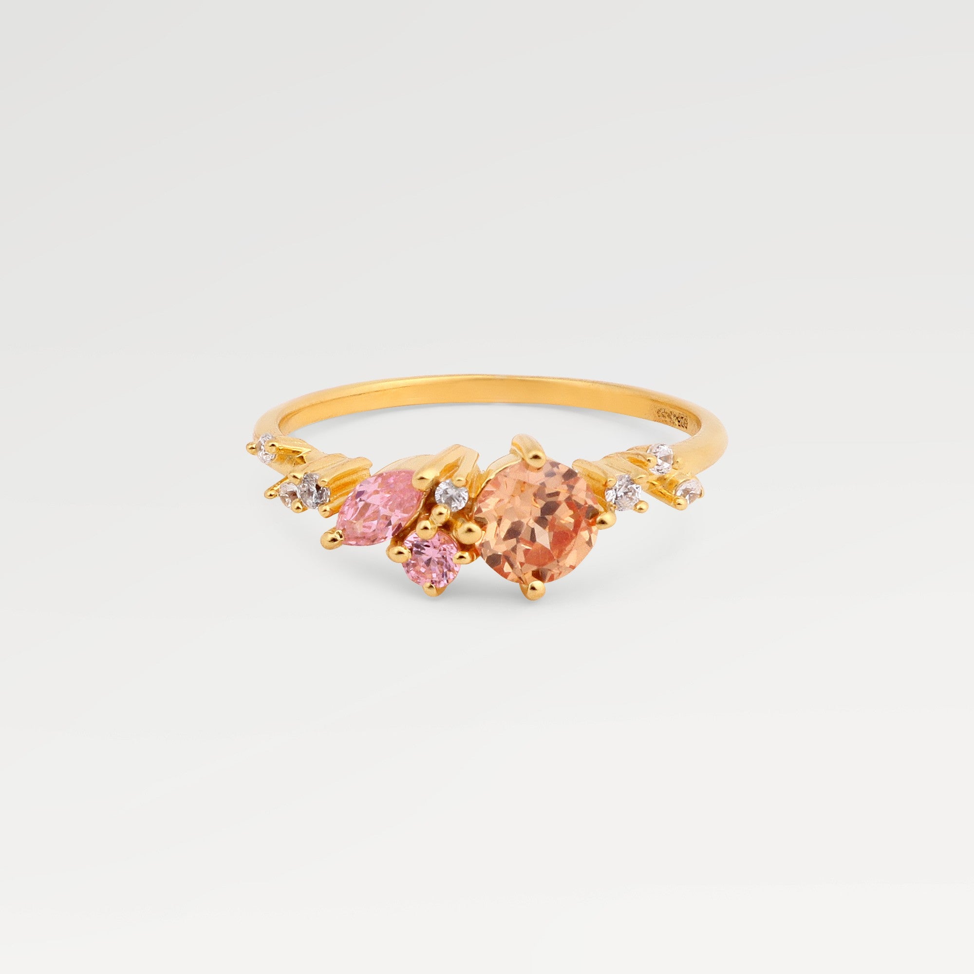 Ella Gold Plated Pink Champagne Zircon Ring