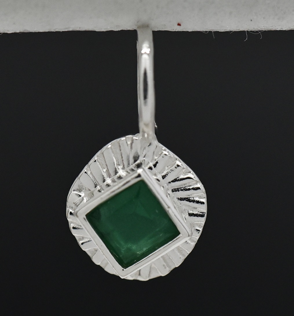 Anna Sterling Silver Emerald Pendant